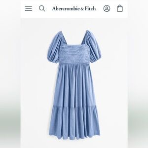 Abercrombie & Fitch White Smocked Puff Sleeve Sundress